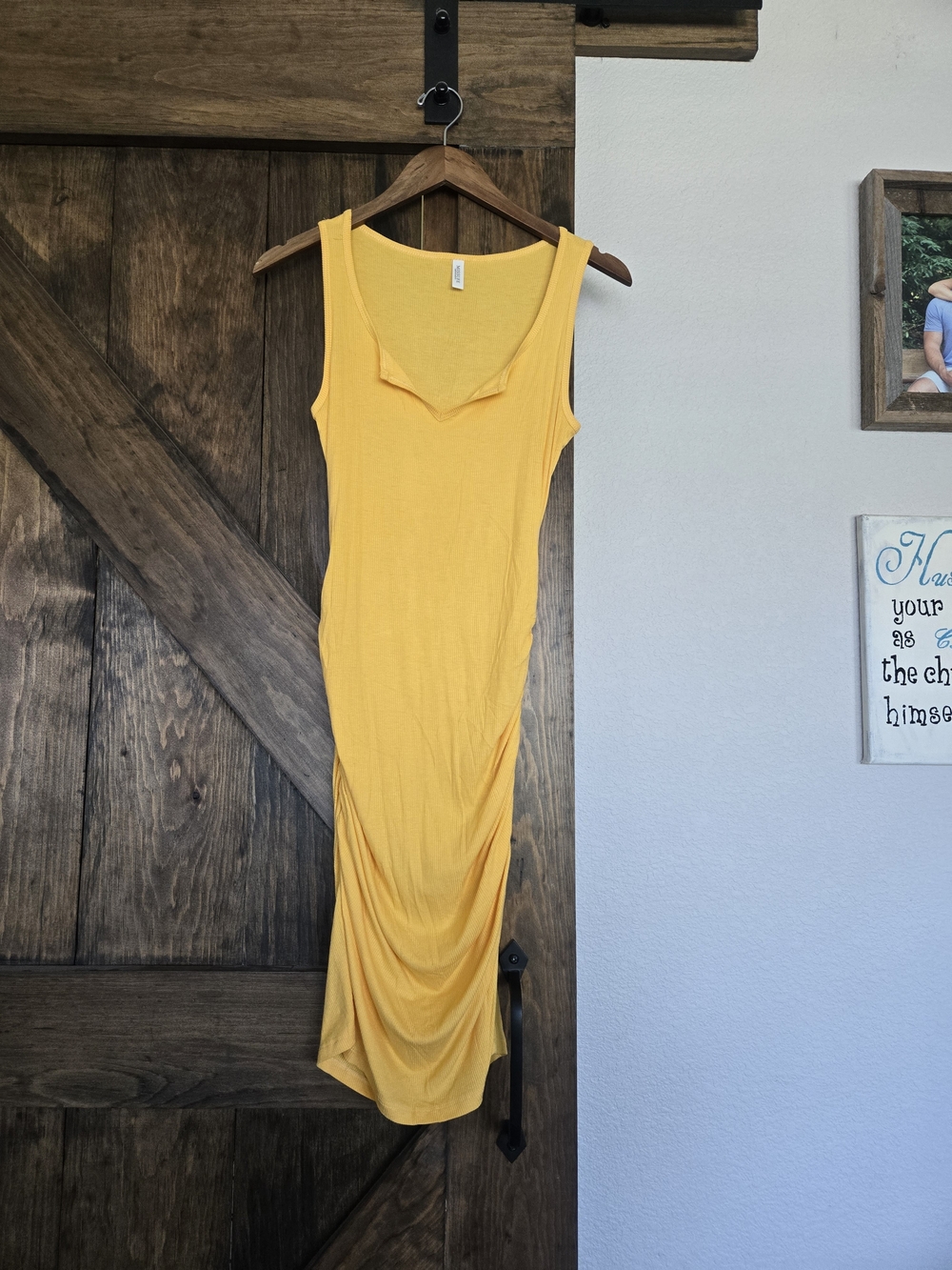 NWOT - Sleeveless Yellow Ruched Tank Dress